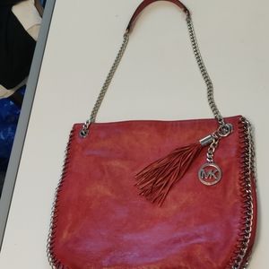 Red chain Michael Kors purse handbag leather